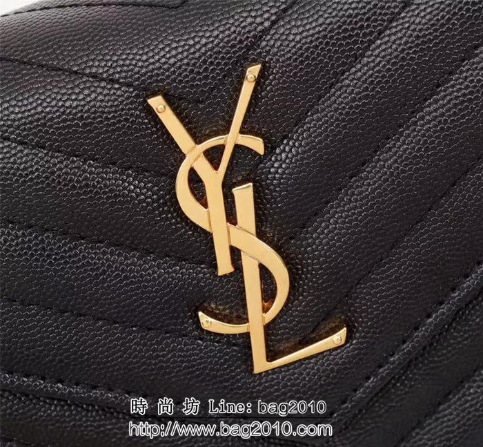 YSL聖羅蘭 專櫃最新V紋皮 金色五金扣 可拆卸鏈條 小挎包 27720 YAS1486